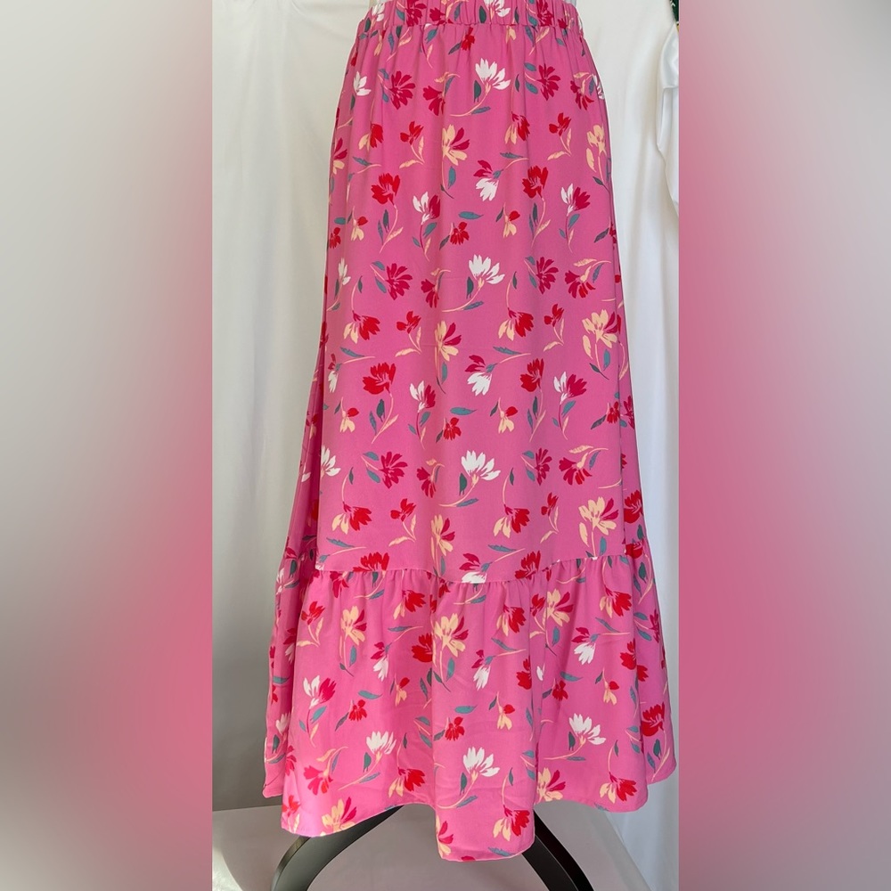 LOFT Pink Floral Maxi Skirt